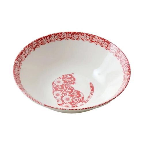 Burleigh Red Calico Cat Cereal Bowl 16cm